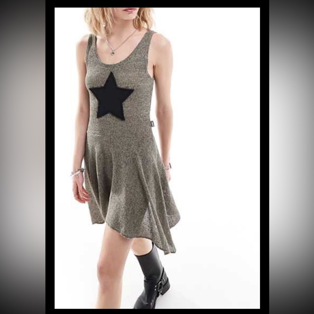 NWT Minga London star patch asymmetric mini dress in khaki Size L